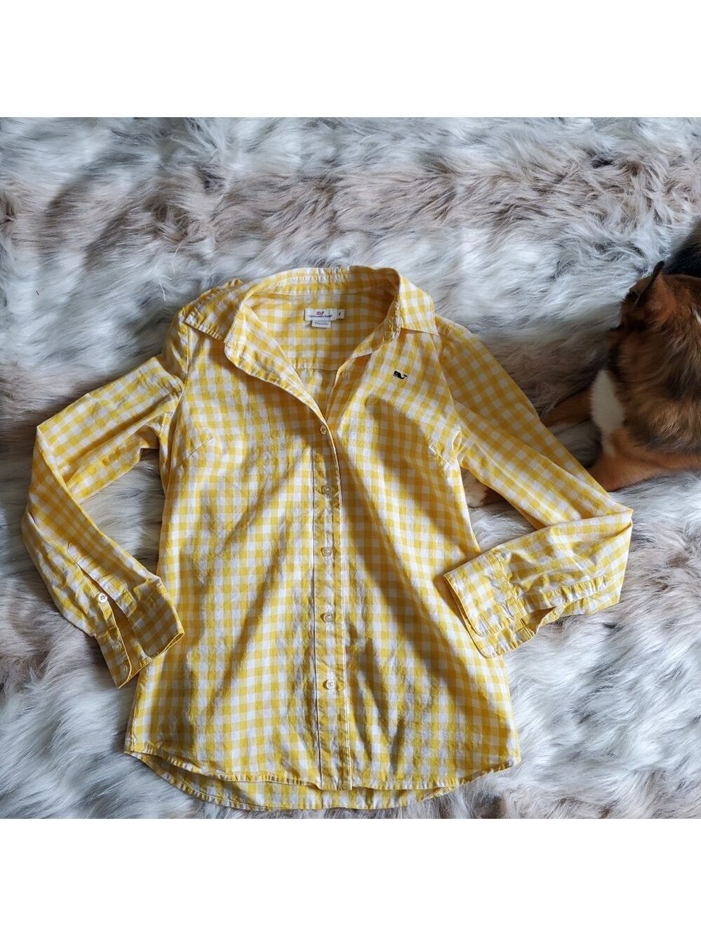Vineyard Vines Yellow Gingham Button Down Shirt